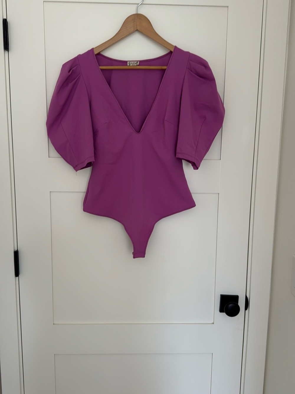 Free People Va Va Voom Puff Sleeve Bodysuit Wildberry Pink M